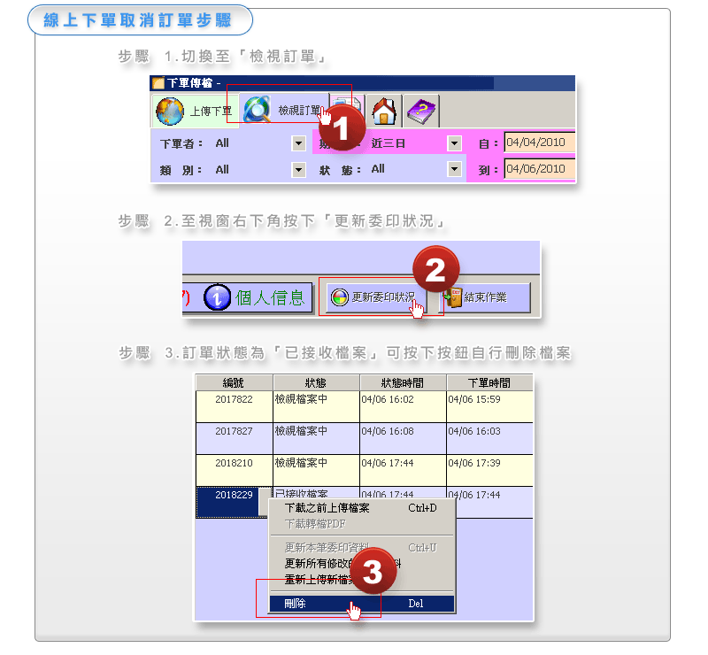 線上下單取消訂單步驟
